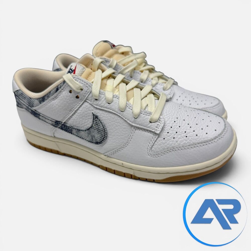 Nike Dunk Low 'Washed Denim' Men’s Size 11 Shoes White Midnight Navy FN6881-100